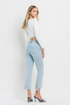 Flying Monkey High Rise Slant Raw Hem Crop Flare Jeans