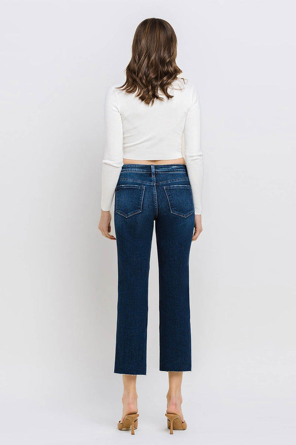Flying Monkey "Meticulously" Mid Rise Cropped Straight Jeans