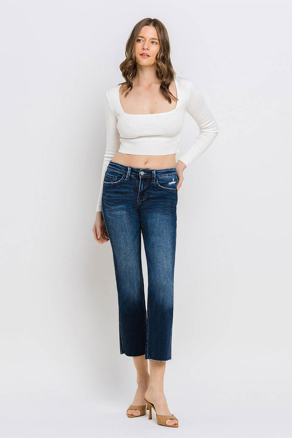 Flying Monkey "Meticulously" Mid Rise Cropped Straight Jeans
