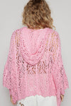 SALE POL Open weaving long sleeve hoodie sweater cardigan