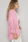 SALE POL Open weaving long sleeve hoodie sweater cardigan