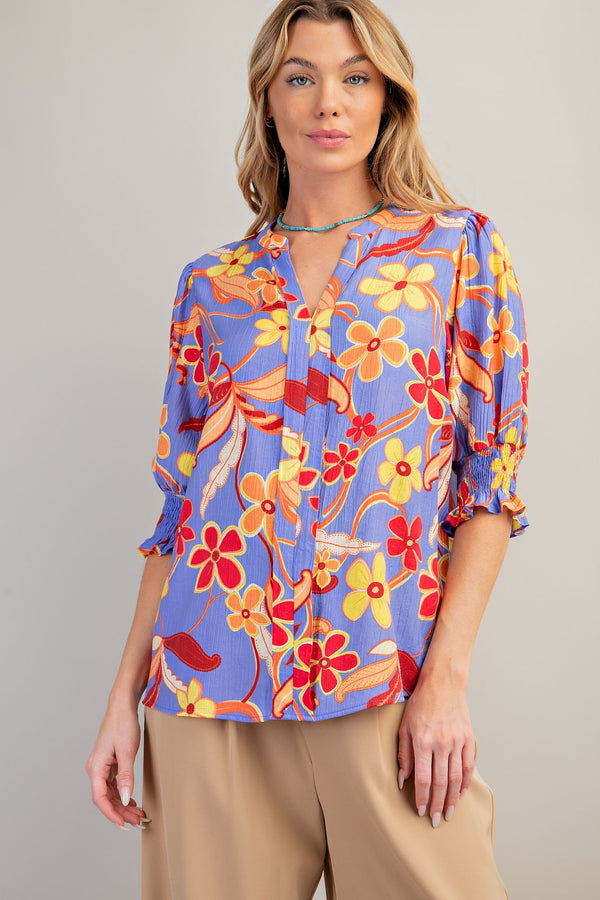 SALE Easel Floral Flower Print Peach Blossom Top