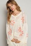 POL V-neck Long Sleeve Floral Print Hoodie Sweater - 2 Colors