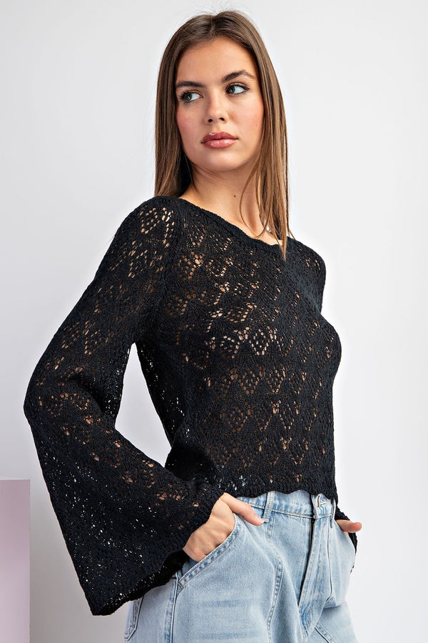 eesome Crochet Detail Long Sleeve Top - 2 Colors