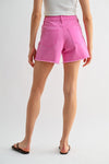 Mica Denim High Rise Raw Hem Mid Length Shorts - Blush & Cactus