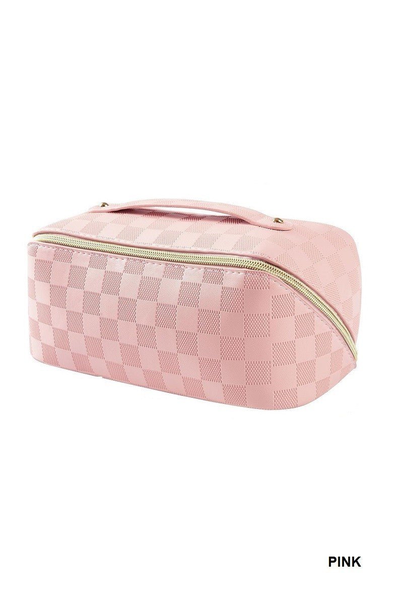 DOORBUSTER Pink Checkered Makeup Bag - Blush & Cactus