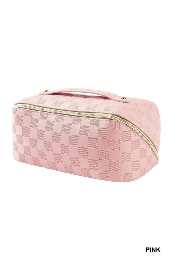 DOORBUSTER Pink Checkered Makeup Bag - Blush & Cactus