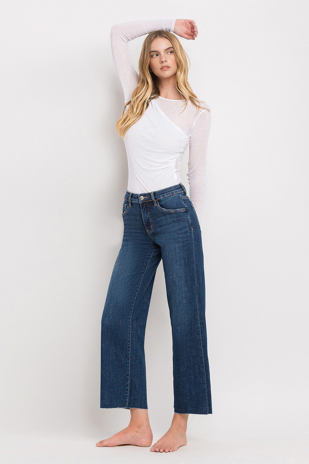 Lovervet Tummy Control Mid Rise Dark Wash Wide Leg Jeans
