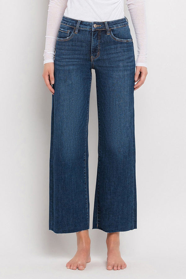 Lovervet Tummy Control Mid Rise Dark Wash Wide Leg Jeans