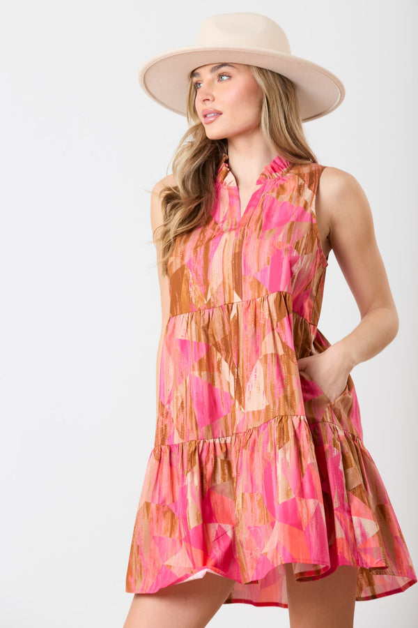 SALE V-Neck Sleeveless Tiered Mini Dress