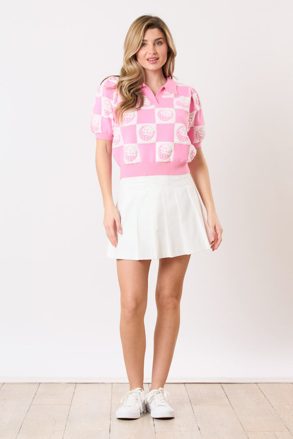 Pink Tee Time Sweater - Blush & Cactus