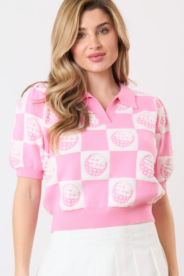 Pink Tee Time Sweater - Blush & Cactus