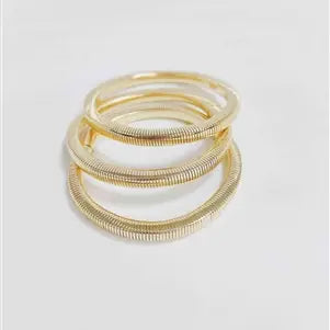 Gold Set of 3 Wired Stretch Bracelets - 2 Colors