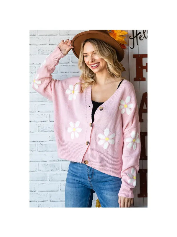 Daisy Front Button Cardigan - 2 Colors