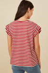 Womens Star Pocket Striped Knit Ruffled Knit Tank - Curvy Size