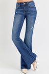 Risen Mid Rise Flare Small Distressed Long Jeans - Blush & Cactus