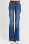 Risen Mid Rise Flare Small Distressed Long Jeans - Blush & Cactus
