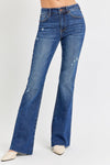 Risen Mid Rise Flare Small Distressed Long Jeans - Blush & Cactus