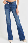 Risen Mid Rise Flare Small Distressed Long Jeans - Blush & Cactus