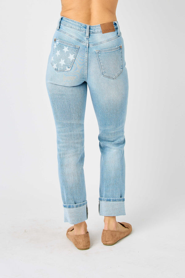 Judy Blue MR Americana Flag Cuff BF