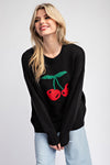 eesome Cherry Print Long Sleeve Sweater