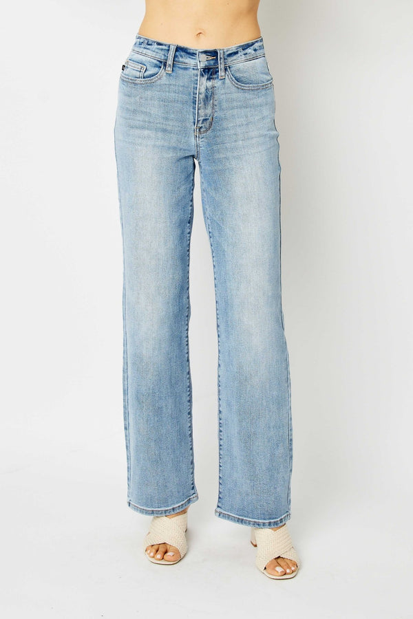 Judy Blue HW LT. Wash Straight Leg Jeans - Blush & Cactus