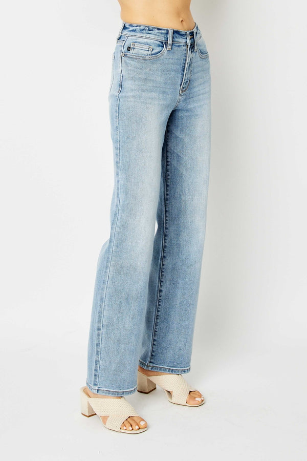 Judy Blue HW LT. Wash Straight Leg Jeans - Blush & Cactus