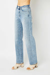 Judy Blue HW LT. Wash Straight Leg Jeans - Blush & Cactus