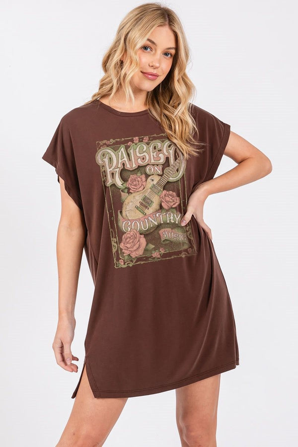 Raised on Country Music Graphic Tunic Top