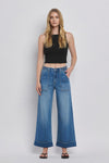 Vervet High Rise Double Cuffed Baggy Wide Jeans - Blush & Cactus