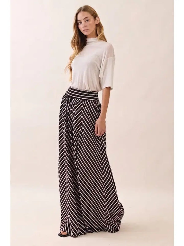 Chevron Shaped Striped Wide Leg Palazzo Pants