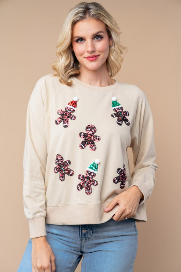 White Birch Gingerbread Long Sleeve Solid Knit Top - Blush & Cactus