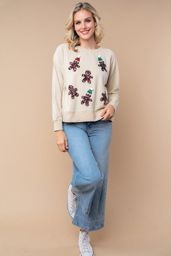 White Birch Gingerbread Long Sleeve Solid Knit Top - Blush & Cactus