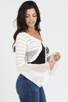 Angie Flare Sleeve Tie Front Crop Crochet Cardigan