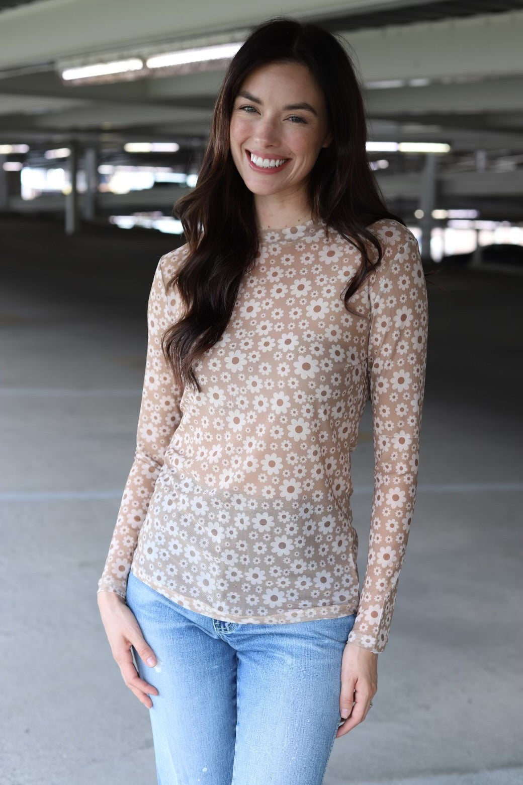 Retro Brown Mesh Top