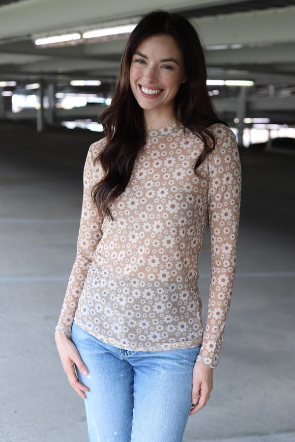 Retro Brown Mesh Top