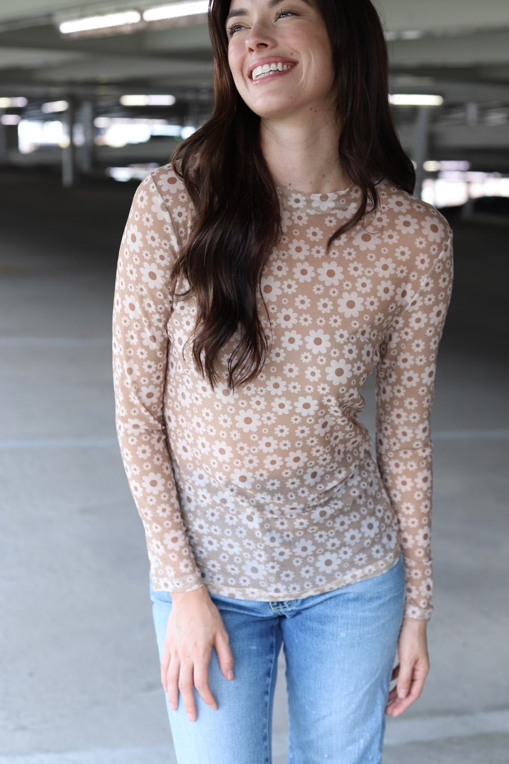 Retro Brown Mesh Top