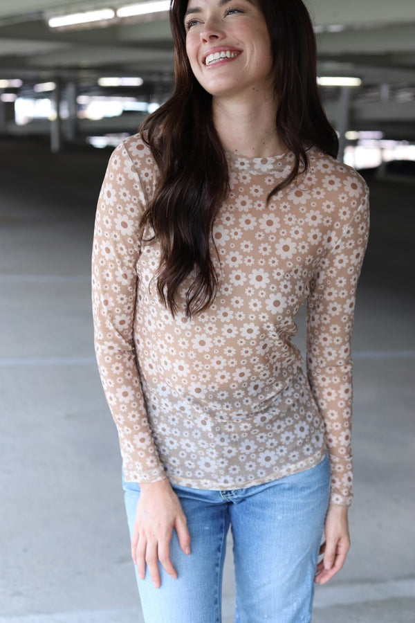 Retro Brown Mesh Top