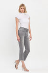 Vervet High Rise Raw Slant Hem Mini Bootcut Jeans - Blush & Cactus