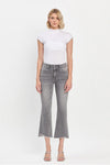 Vervet High Rise Raw Slant Hem Mini Bootcut Jeans - Blush & Cactus