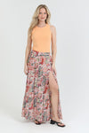 Angie Western Print High Slit Maxi Skirt