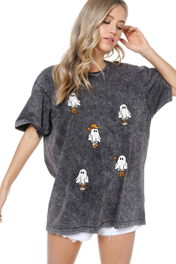 Zutter Western Cowboy Ghosts Halloween Graphic Tee - Curvy Size