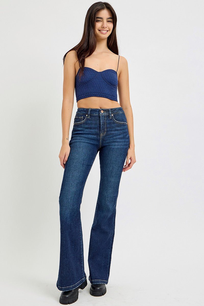Risen Tummy Control High Rise Flare Jeans - Blush & Cactus