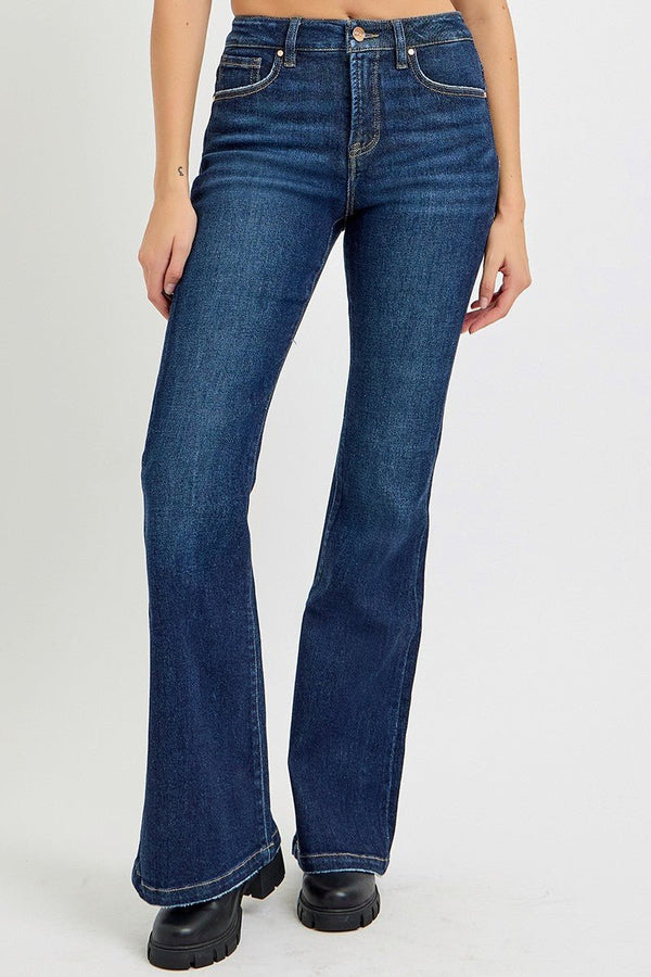 Risen Tummy Control High Rise Flare Jeans - Blush & Cactus
