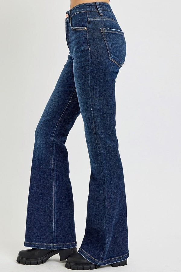 Risen Tummy Control High Rise Flare Jeans - Blush & Cactus