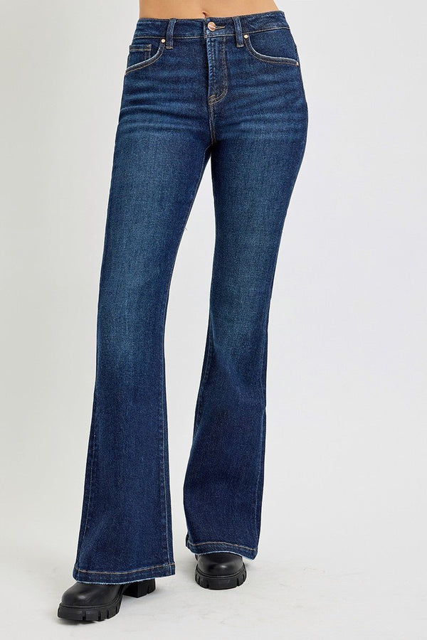 Risen Tummy Control High Rise Flare Jeans - Blush & Cactus