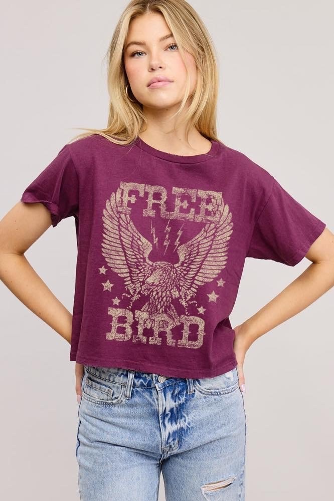 Free Bird Vintage Graphic Tee - Blush & Cactus