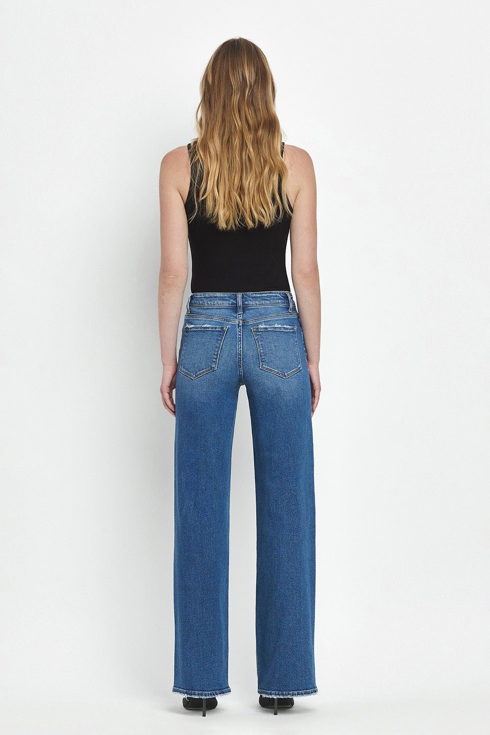 Vervet Mid Rise Full Length Wide Leg Jeans - Blush & Cactus