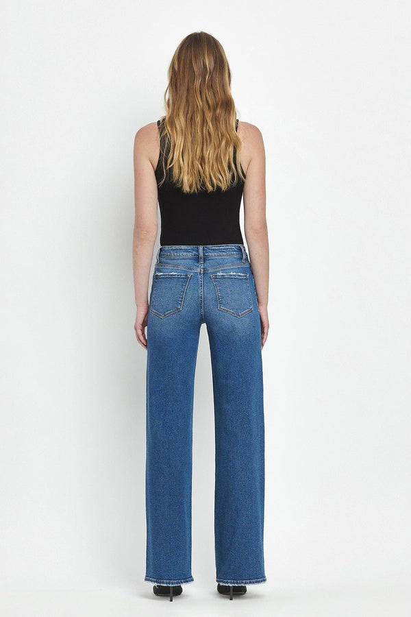 Vervet Mid Rise Full Length Wide Leg Jeans - Blush & Cactus