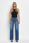 Vervet Mid Rise Full Length Wide Leg Jeans - Blush & Cactus